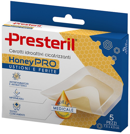 CEROTTO IDROATTIVO CICATRIZZANTE PRESTERIL HONEYPRO 5X7 CM 5 PEZZI - Farmapre