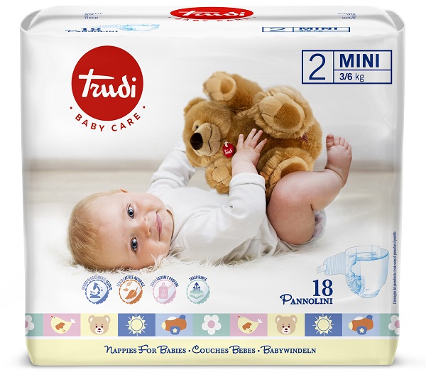 TRUDI BABY CARE PANNOLINO PER BAMBINI MINI 3/6KG 18 PEZZI - Farmapre