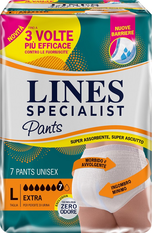 PANNOLONE PER INCONTINENZA LINES SPECIALIST PANTS EXTRA UNISEX L 7 PEZZI - Farmapre