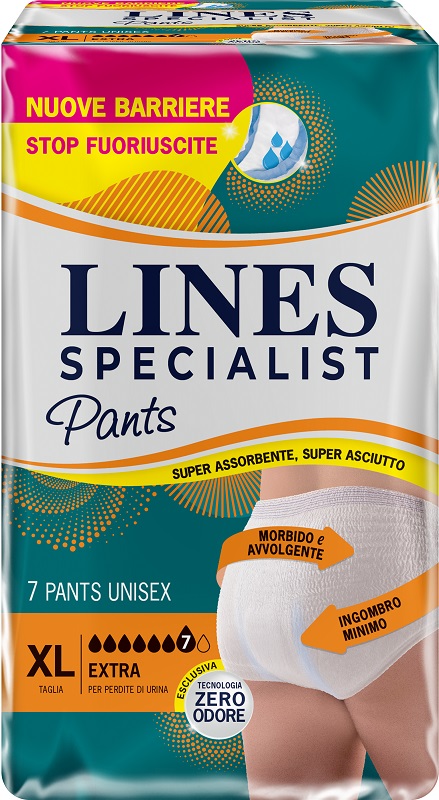 PANNOLONE PER INCONTINENZA LINES SPECIALIST PANTS EXTRA UNISEX XL 7 PEZZI - Farmapre