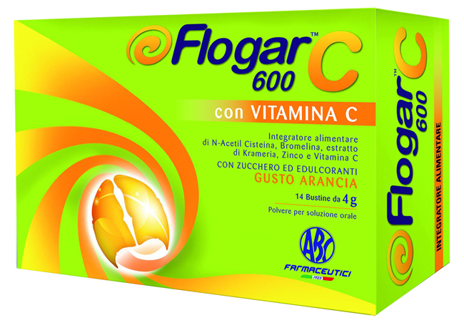 FLOGAR  C 600 CON VITAMINA C 14 BUSTINE GUSTO ARANCIA - Farmapre