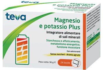 MAGNESIO POTASSIO PLUS TEVA 24 BUSTINE SENZA ZUCCHERI AROMA AGRUMI - Farmapre