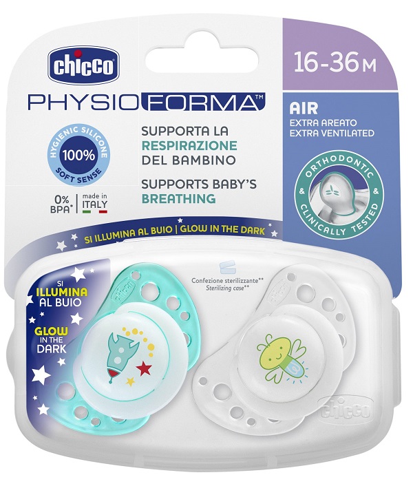 CHICCO SUCCHIETTO AIR LUMI IN SILICONE 16-36 MESI 2 PEZZI - Farmapre