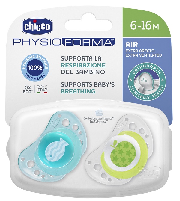 CHICCO SUCCHIETTO AIR BOY IN SILICONE 6-16 MESI 2 PEZZI - Farmapre