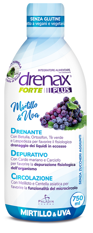DRENAX FORTE PLUS ORIGINALE CON MIRTILLO E UVA 750 ML - Farmapre