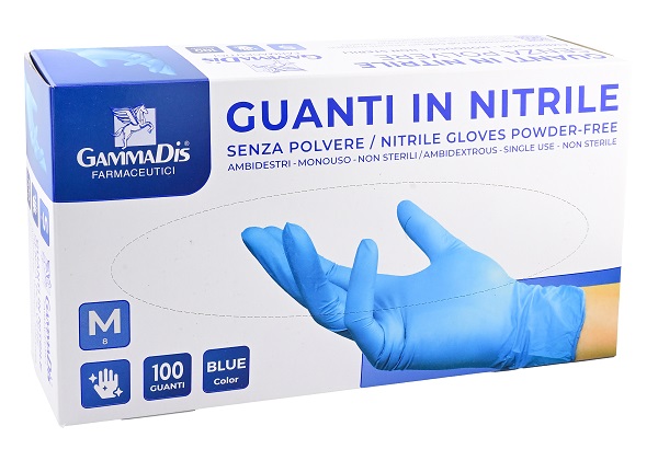 GUANTI NITRILE SENZA POLVERE SMALL 100 PEZZI GAMMADIS - Farmapre