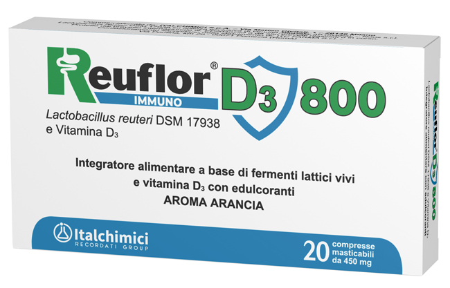 REUFLOR D3 800 20 COMPRESSE MASTICABILI AROMA ARANCIA - Farmapre