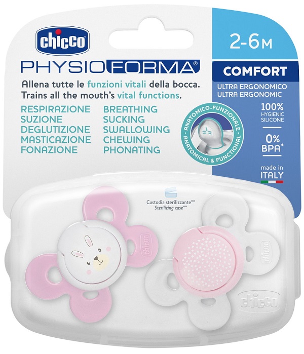 CHICCO SUCCHIETTO COMFORT GIRL SILICONE 2-6 MESI 2 PEZZI - Farmapre