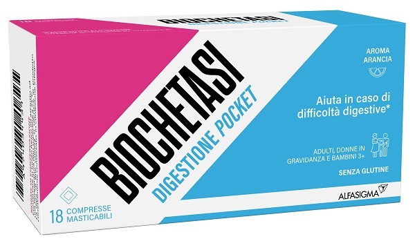 BIOCHETASI DIGESTIONE POCKET 18 COMPRESSE MASTICABILI - Farmapre