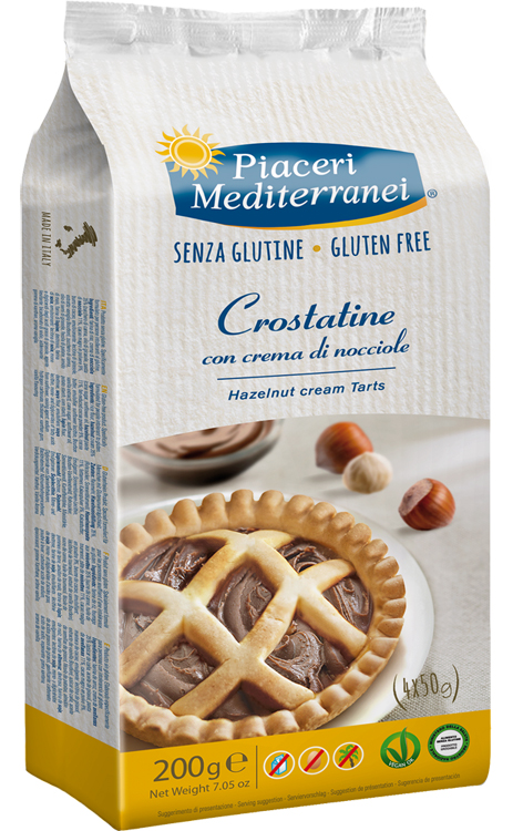 PIACERI MEDITERRANEI CROSTATINA CON CREMA DI NOCCIOLA 4 X 50 G - Farmapre
