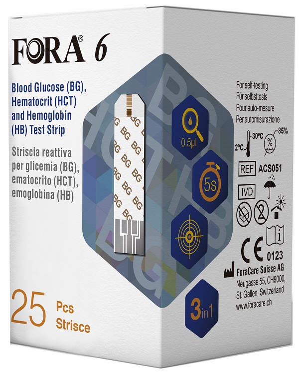 STRISCIA REATTIVA 3 IN 1 FORA 6 CONNECT MULTIFUNZIONALE BG/HCT/HB BOX DA 25 PEZZI - Farmapre