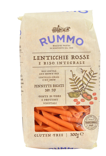 RUMMO PENNETTE RIGATE N 70 LENTICCHIE ROSSE E RISO INTEGRALE 300 G - Farmapre