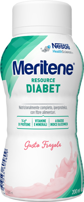 MERITENE RESOURCE DIABET FRAGOLA ALIMENTO IPERPROTEICO 28 VITAMINE E MINERALI 200 ML - Farmapre