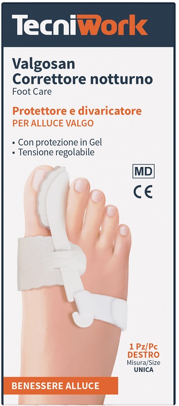 CORRETTORE NOTTURNO PER ALLUCE VALGO DESTRO MISURA UNICA VALGOSAN 1 PEZZO - Farmapre