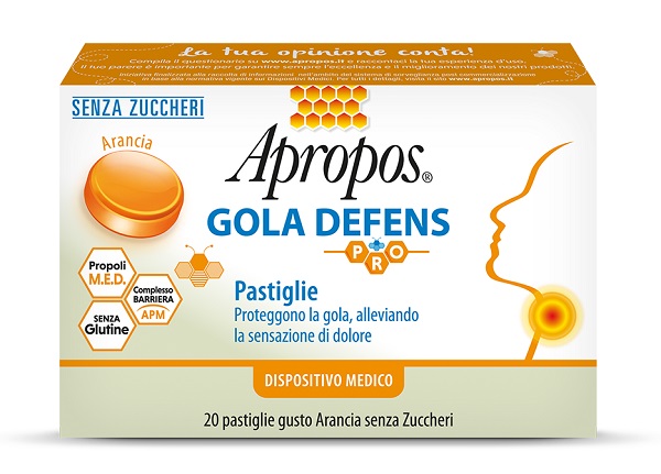 APROPOS GOLA DEFENS PRO 20 PASTIGLIE ARANCIA SENZA ZUCCHERO - Farmapre