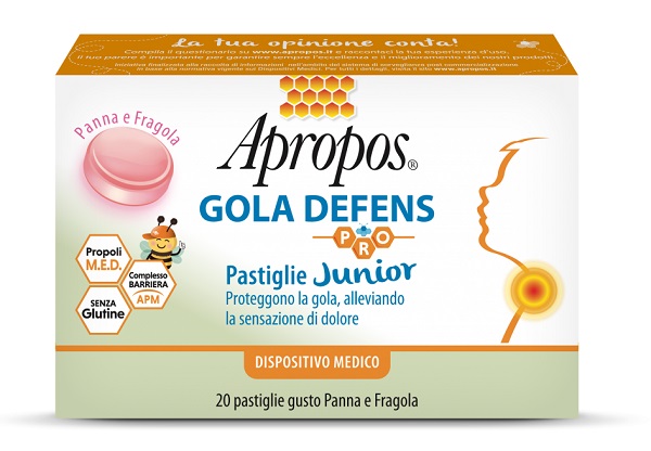 APROPOS GOLA DEFENS PRO 20 PASTIGLIE JUNIOR PANNA FRAGOLA - Farmapre