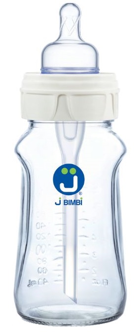 J BIMBI BFREE SUPER GLASS 260 ML BIBERON IN VETRO CON CANULA ANTICOLICHE E TETTARELLA IN SILICONE - Farmapre