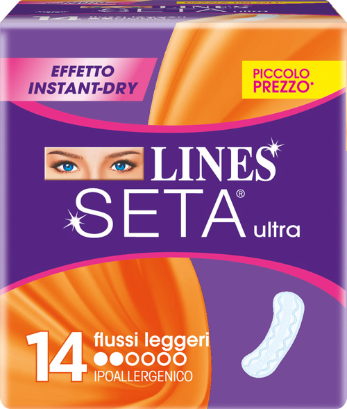 LINES SETA ULTRA ASSORBENTI PER FLUSSI LEGGERI 14 PEZZI - Farmapre