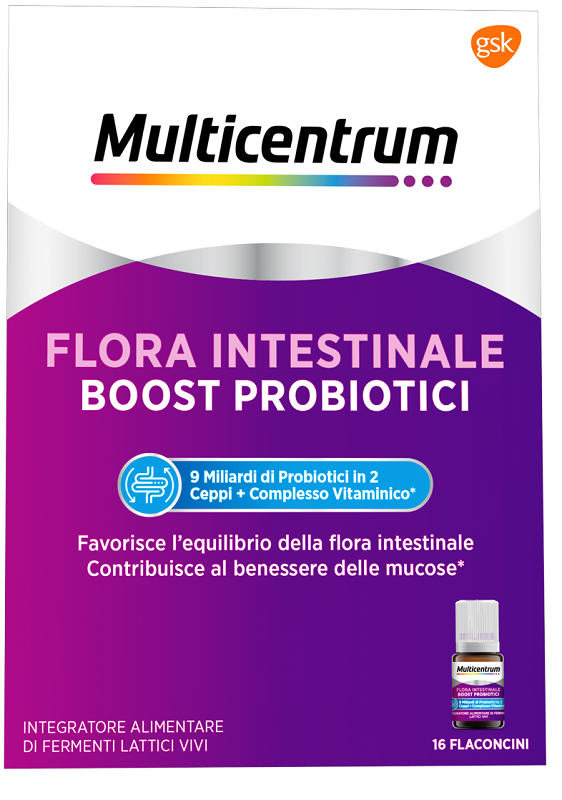 MULTICENTRUM FLORA INTESTINALE BOOST PROBIOTICI 16 FLACONCINI - Farmapre