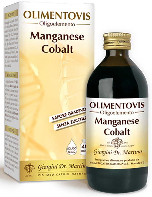 OLIMENTOVIS OLIGOELEMENTO MANGANESE COBALT LIQUIDO ANALCOLICO SENZA ZUCCHERI 200 ML 40 DOSI - Farmapre