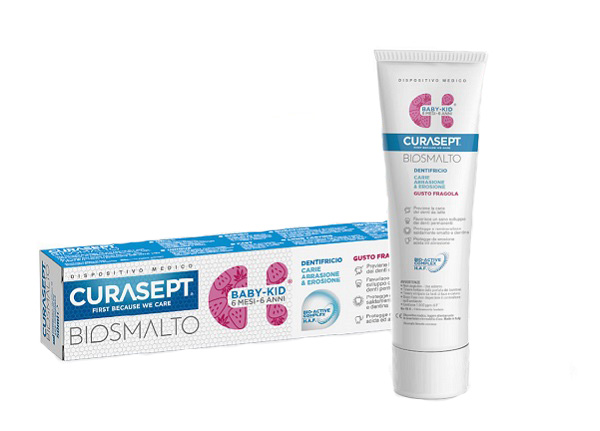 CURASEPT BIOSMALTO DENTIFRICIO BABY KID FRAGOLA CARIE ABRASIONE & EROSIONE 50 ML - Farmapre