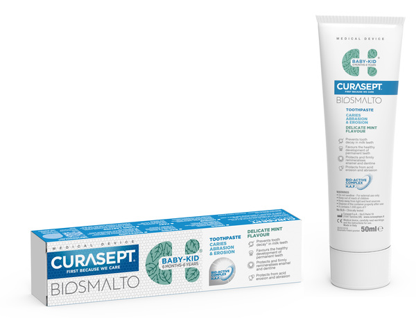 CURASEPT BIOSMALTO DENTIFRICIO BABY KID MENTA CARIE ABRASIONE & EROSIONE 50 ML - Farmapre