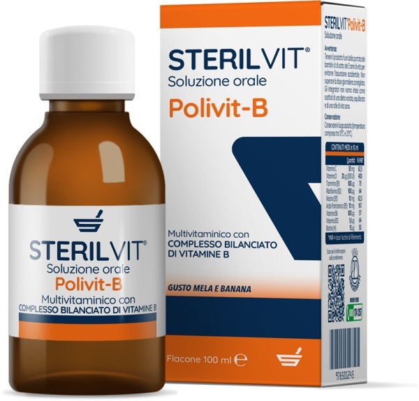 STERILVIT POLIVIT-B SOLUZIONE ORALE GUSTO MELA BANANA 100 ML - Farmapre