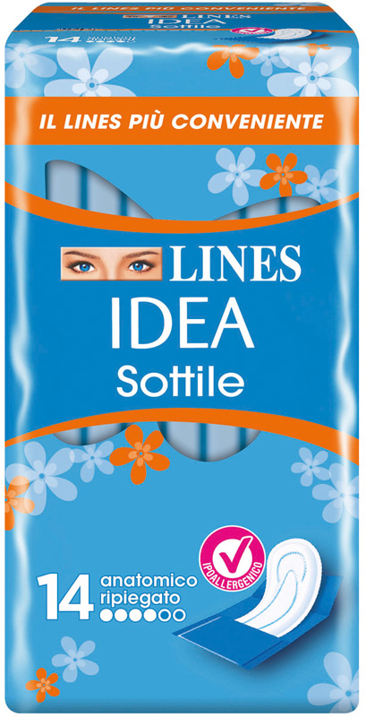 LINES IDEA ASSORBENTE SOTTILE RIPIEGATO ANATOMICO 14 PEZZI - Farmapre