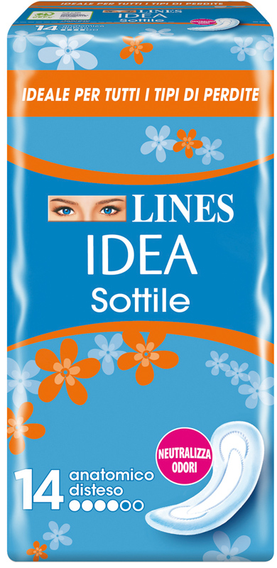 LINES IDEA ASSORBENTE SOTTILE DISTESO ANATOMICO 14 PEZZI - Farmapre