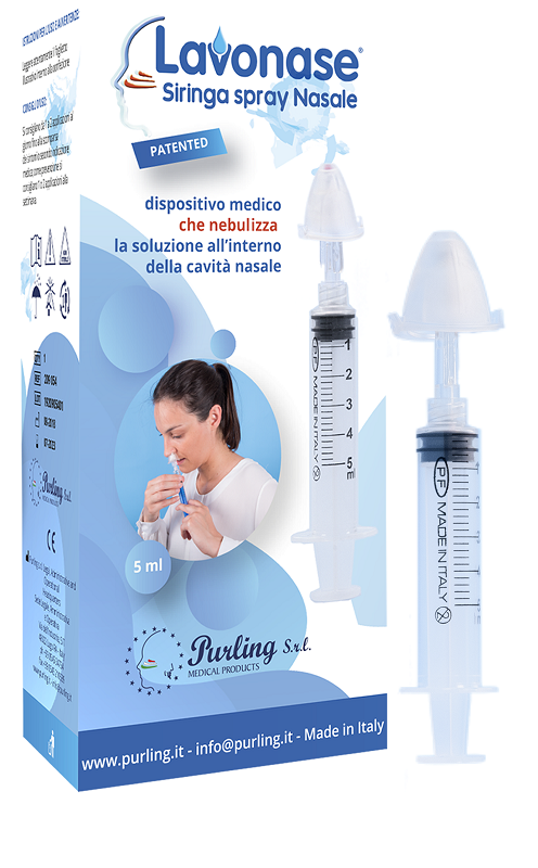 LAVONASE SIRINGA SPRAY NASALE NON STERILE 5 ML LUER-LOCK CON CAPPUCCIO + UGELLO NASALE CON RACCORDO LUER-LOCK + PERFORATORE CON VALVOLA NON RITORNO CON TAPPO - Farmapre