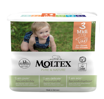PANNOLINI MOLTEX PURE & NATURE MIDI 4-9 KG TAGLIA 3 33 PEZZI - Farmapre