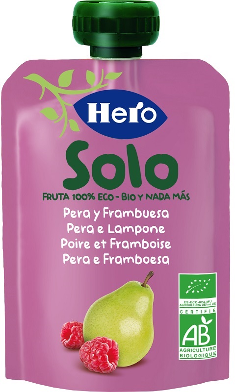 HERO SOLO FRUTTA FRULLATA 100% BIO PERA E LAMPONE 100 G - Farmapre