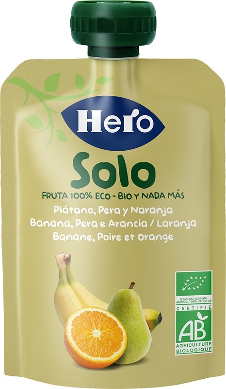 HERO SOLO FRUTTA FRULLATA 100% BIO BANANA PERA ARANCIA 100 G - Farmapre