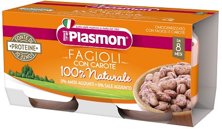PLASMON OMOGENEIZZATO FAGIOLI BORLOTTI E CAROTE 2X80 G - Farmapre
