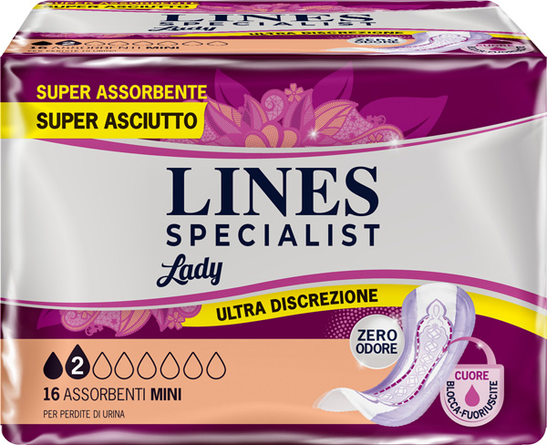 ASSORBENTI PER INCONTINENZA LINES SPECIALIST LADY MINI 16 PEZZI - Farmapre