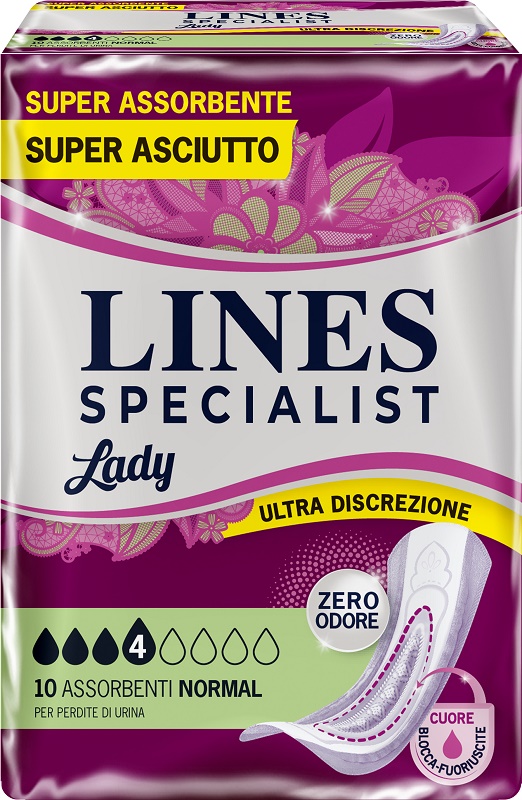 ASSORBENTI PER INCONTINENZA LINES SPECIALIST LADY NORMAL 10 PEZZI - Farmapre