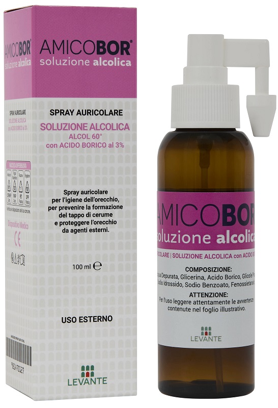 SOLUZIONE ALCOLICA PER IRRIGAZIONE DELL'ORECCHIO AMICOBOR 100 ML - Farmapre