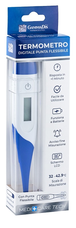 TERMOMETRO DIGITALE PUNTA FLESSIBILE CON CUSTODIA PROTETTIVA MEDICARE - Farmapre