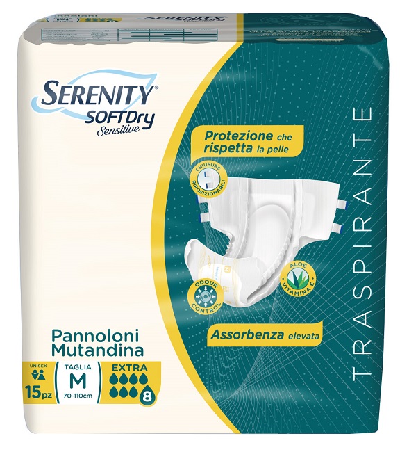 PANNOLONE MUTANDINA SERENITY SD SENSITIVE EXTRA M 15 PEZZI - Farmapre