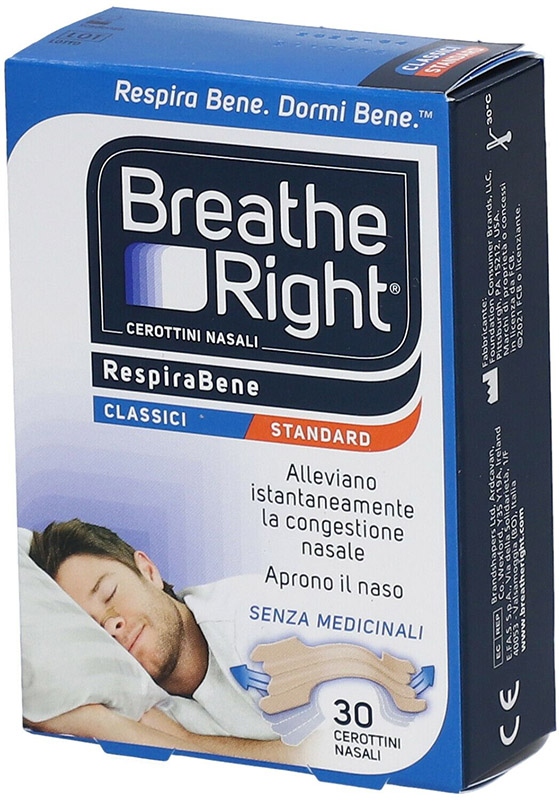 CEROTTI NASALI BREATHE RIGHT CLASSICI 30 PEZZI - Farmapre