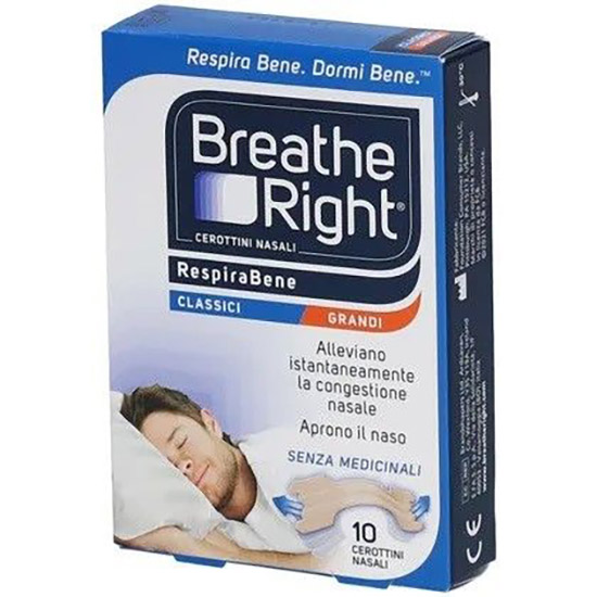 CEROTTI NASALI BREATHE RIGHT CLASSICI GRANDI 10 PEZZI - Farmapre