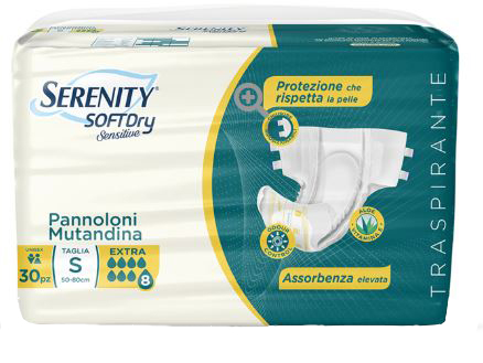 SERENITY PANNOLONE MUTANDINA SD SENSITIVE EXTRA TAGLIA S 30 PEZZI - Farmapre