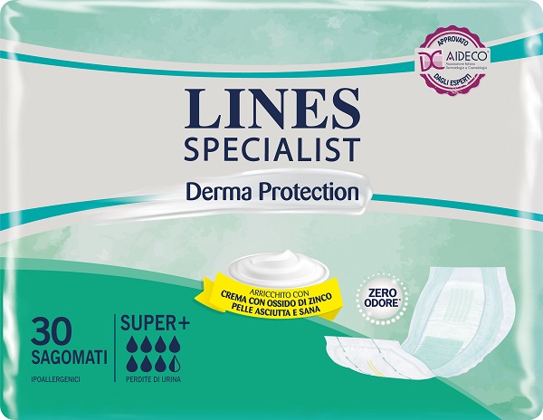 PANNOLONE PER INCONTINENZA LINES SPECIALIST DERMA SAGOMATO SUPER+ 30 PEZZI - Farmapre