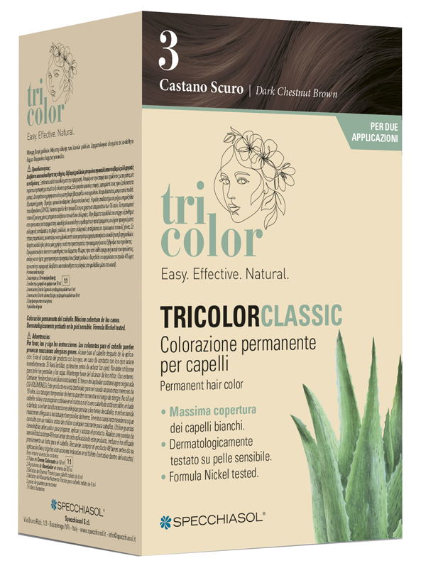 TRICOLOR CLASSIC 3 CASTANO SCURO 2 TUBI 50 ML + 2 SHAKER 50 ML + 4 BUSTINE 8 ML - Farmapre