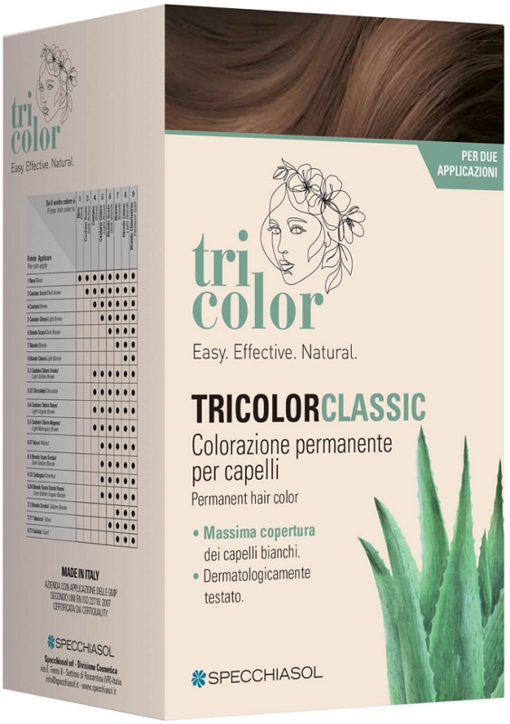 TRICOLOR CLASSIC 5 CASTANO CAFFE' 2 TUBI 50 ML + 2 SHAKER 50 ML + 4 BUSTINE 8 ML - Farmapre