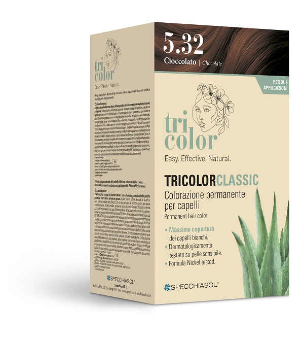 TRICOLOR CLASSIC 5,32 CIOCCOLATO 2 TUBI 50 ML + 2 SHAKER 50 ML + 4 BUSTINE 8 ML - Farmapre