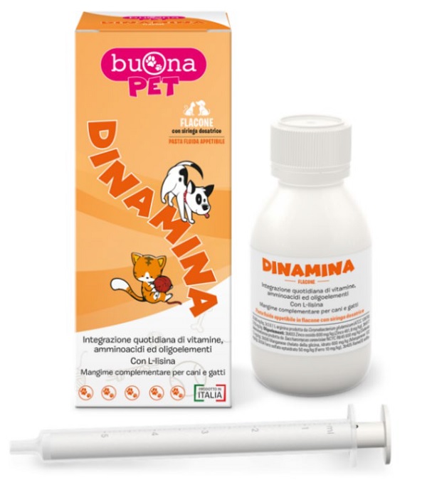 DINAMINA CANI GATTI FLACONE CON SIRINGA DOSATRICE IN PASTA 60 G BUONAPET - Farmapre