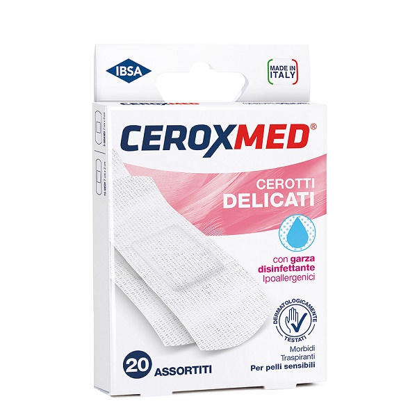 CEROTTI DELICATI CEROXMED CON GARZA DISINFETTANTE IPOALLERGENICI PER PELLI SENSIBILI ASSORTITI 20 PEZZI - Farmapre