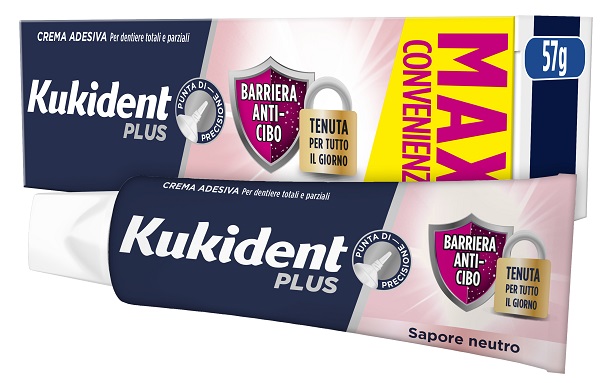 KUKIDENT PLUS BARRIERA ANTI-CIBO NEUTRO CREMA ADESIVA DENTIERE 57 G - Farmapre