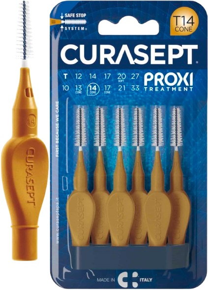 CURASEPT PROXI T14 OCRA/DARK GOLD 6 PEZZI - Farmapre
